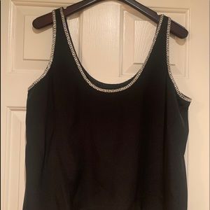 Pamela Dennis NY Beaded Black Tank Sz 14 100% Silk GREAT FOR NEW YEAR’S 3/$20